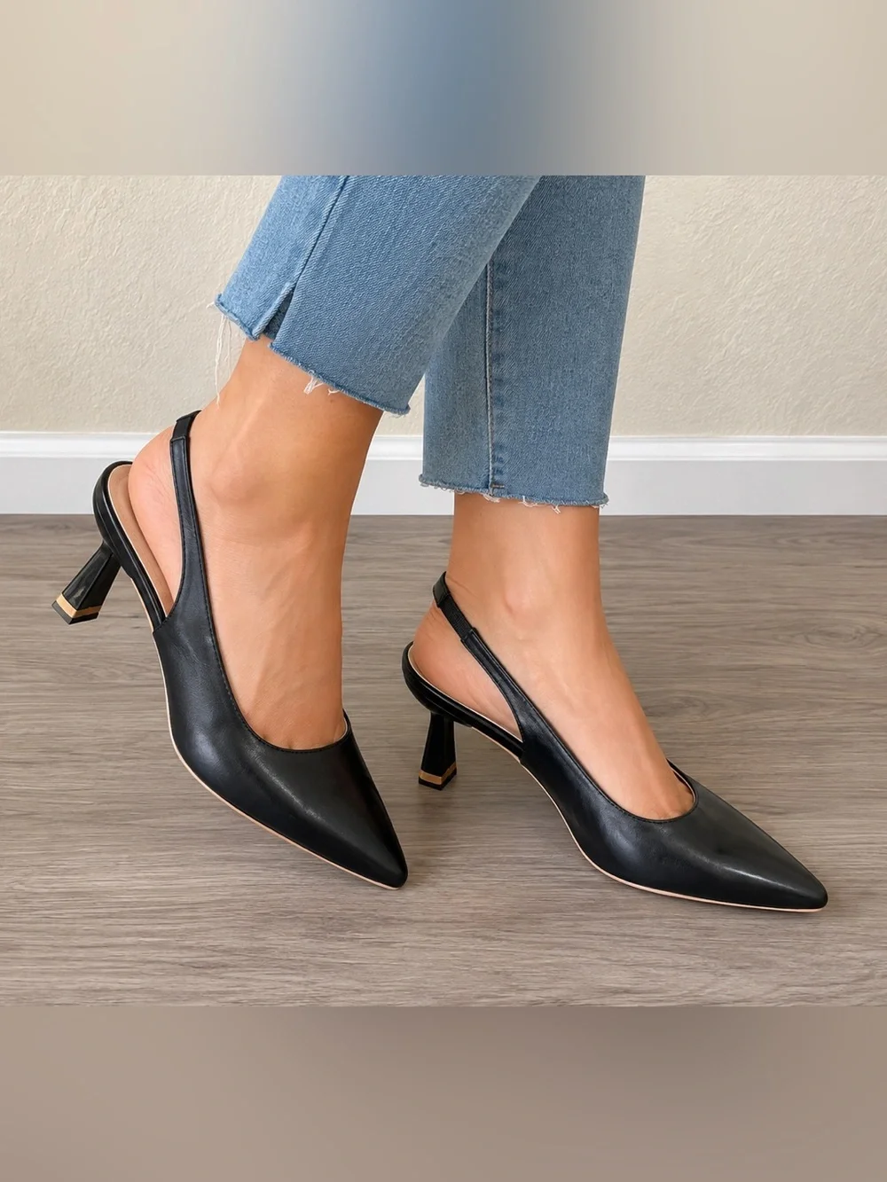 TCTBTA Black Pointed Toe Slingback Heels 2.5” Pumps NWOT size 41 Women’s 10